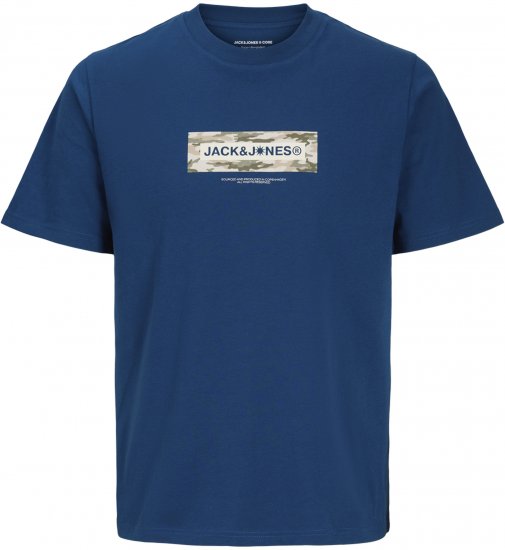 Jack & Jones Breeze Branded T-Shirt Blue - Μακό μπλουζάκια - Aνδρικά μπλουζεσ μεγάλα μεγέθη