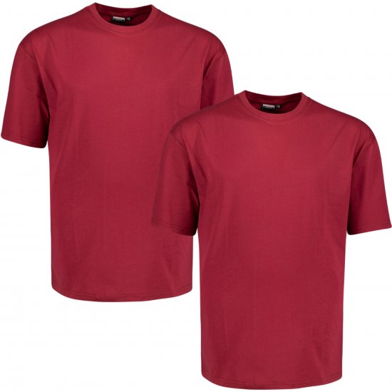 Adamo 129420 Comfort Fit Twin Pack T-Shirt Red - Μακό μπλουζάκια χωρίς στάμπα - 