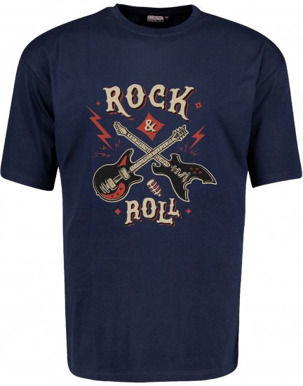 Adamo Rock and Roll Comfort Fit T-Shirt Navy - Μακό μπλουζάκια με στάμπα - 