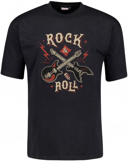 Adamo Rock and Roll Comfort Fit T-Shirt Black - Μακό μπλουζάκια με στάμπα - 