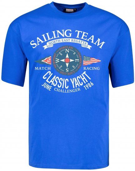 Adamo Motivshirt Sailing Comfort Fit Royal Blue - Μακό μπλουζάκια - Aνδρικά μπλουζεσ μεγάλα μεγέθη