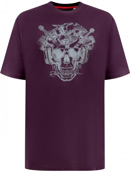 D555 Grimsby Rock n' Roll Skull Printed T-Shirt Burgundy - Μακό μπλουζάκια με στάμπα - 