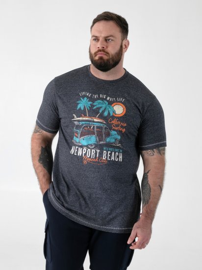 D555 Moyles Newport Beach Woody Car Printed T-Shirt Navy Twist - Μακό μπλουζάκια με στάμπα - Μπλουζάκια με στάμπα σε μεγάλα μεγέθη