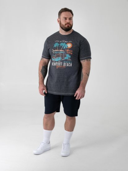 D555 Moyles Newport Beach Woody Car Printed T-Shirt Navy Twist - Μακό μπλουζάκια με στάμπα - Μπλουζάκια με στάμπα σε μεγάλα μεγέθη