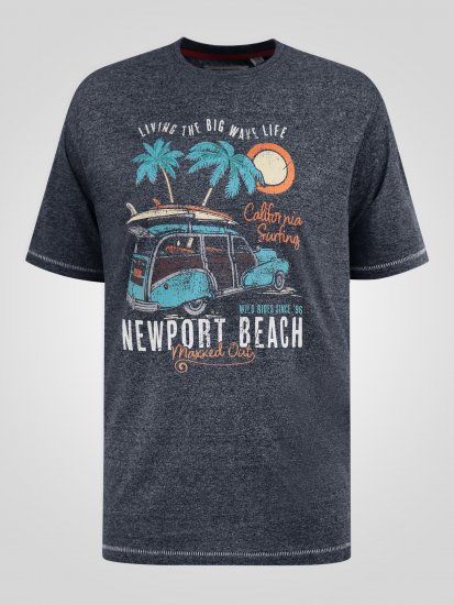 D555 Moyles Newport Beach Woody Car Printed T-Shirt Navy Twist - Μακό μπλουζάκια με στάμπα - Μπλουζάκια με στάμπα σε μεγάλα μεγέθη