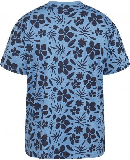 North Latitude 61123 Μπλουζάκι Με All Over Στάμπα Μεσαίο Μπλε - Μακό μπλουζάκια - Aνδρικά μπλουζεσ μεγάλα μεγέθη