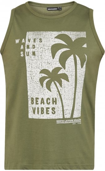 North Latitude 61321 Αμάνικο Μπλουζάκι Λαδί - Μακό μπλουζάκια - Aνδρικά μπλουζεσ μεγάλα μεγέθη