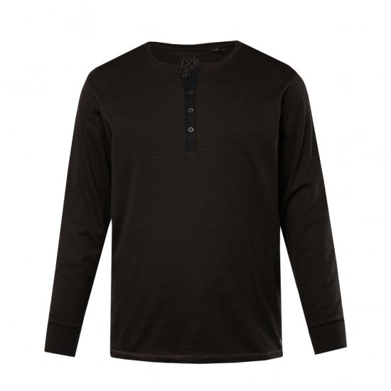 JP1880 T-Shirt Henley Long Sleeve Striped Brown TALL - ΑΝΔΡΙΚΑ ΡΟΥΧΑ MT-6XLT - Μεγέθη TALL