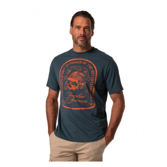 JP1880 T-Shirt Fearless Seaman Blue - Μακό μπλουζάκια - Aνδρικά μπλουζεσ μεγάλα μεγέθη