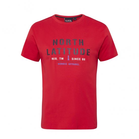 North Latitude Logo T-Shirt Red - Μακό μπλουζάκια - Aνδρικά μπλουζεσ μεγάλα μεγέθη
