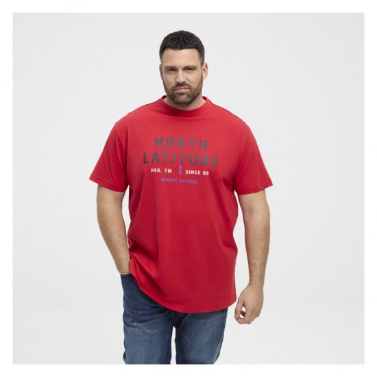 North Latitude Logo T-Shirt Red - Μακό μπλουζάκια - Aνδρικά μπλουζεσ μεγάλα μεγέθη