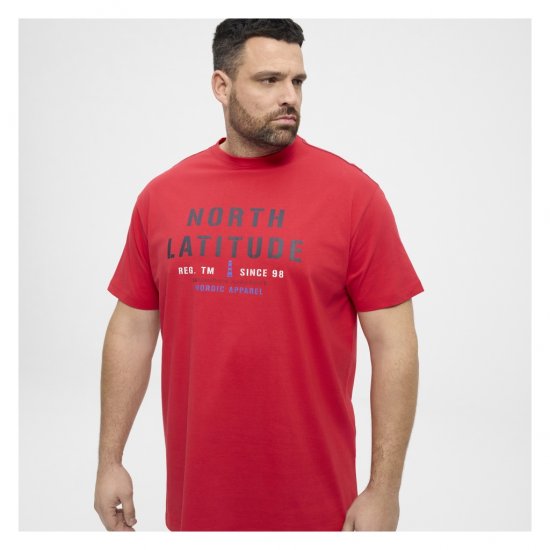 North Latitude Logo T-Shirt Red - Μακό μπλουζάκια - Aνδρικά μπλουζεσ μεγάλα μεγέθη