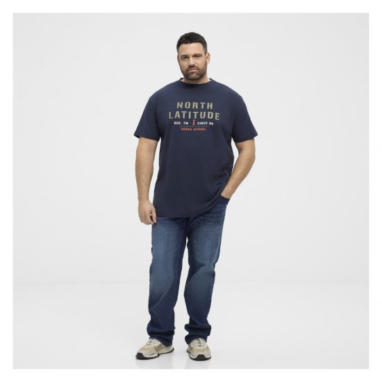 North Latitude Logo T-Shirt Navy - Μακό μπλουζάκια - Aνδρικά μπλουζεσ μεγάλα μεγέθη