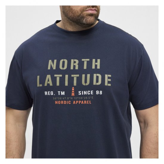 North Latitude Logo T-Shirt Navy - Μακό μπλουζάκια - Aνδρικά μπλουζεσ μεγάλα μεγέθη