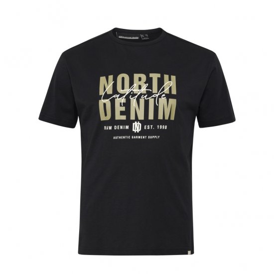 North Latitude Denim Printed Logo T-Shirt Black - Μακό μπλουζάκια - Aνδρικά μπλουζεσ μεγάλα μεγέθη