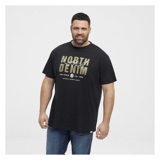 North Latitude Denim Printed Logo T-Shirt Black - Μακό μπλουζάκια - Aνδρικά μπλουζεσ μεγάλα μεγέθη