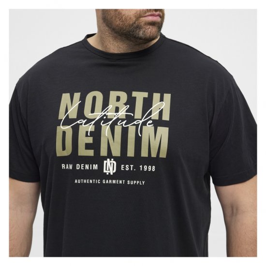 North Latitude Denim Printed Logo T-Shirt Black - Μακό μπλουζάκια - Aνδρικά μπλουζεσ μεγάλα μεγέθη