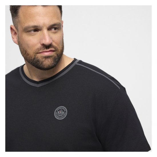North Latitude Pyjama T-Shirt V-Neck Short Sleeve Black - Πιτζάμες - Πιτζάμεσ ανδρικεσ υπερμεγεθη