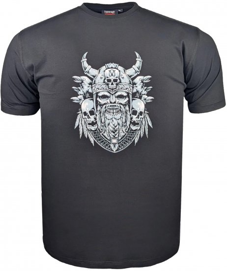 Espionage T441 Viking Skull Print T-Shirt Black - Μακό μπλουζάκια με στάμπα - 