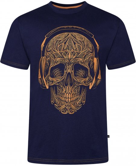 Kam Jeans 5795 Skull Printed T-Shirt Navy - Μακό μπλουζάκια με στάμπα - 