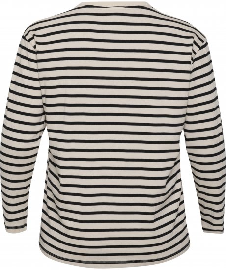 Kaffe Curve Winni Μακρύ μανίκι T-shirt Αντικέ λευκό/Μαύρο ρίγα - Μπλουζάκια - 