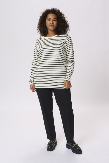 Kaffe Curve Winni Μακρύ μανίκι T-shirt Αντικέ λευκό/Μαύρο ρίγα - Μπλουζάκια - 