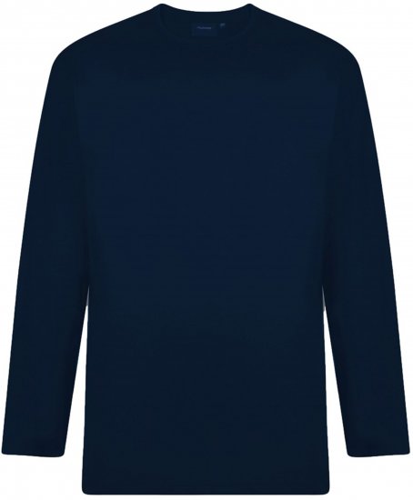 Espionage T015LS Plain Long Sleeve T-Shirt Navy - Μακρυμάνικα μπλουζάκια - Μακρυμάνικα μπλουζάκια μεγάλα μεγέθη 