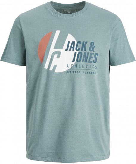Jack & Jones Spring Logo T-Shirt Cyan - Μακό μπλουζάκια - Aνδρικά μπλουζεσ μεγάλα μεγέθη