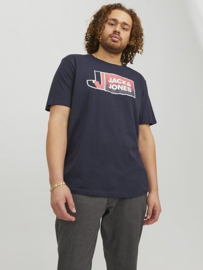 Jack & Jones Logan T-Shirt Navy - Μακό μπλουζάκια - Aνδρικά μπλουζεσ μεγάλα μεγέθη