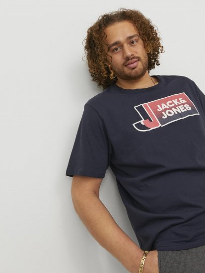 Jack & Jones Logan T-Shirt Navy - Μακό μπλουζάκια - Aνδρικά μπλουζεσ μεγάλα μεγέθη