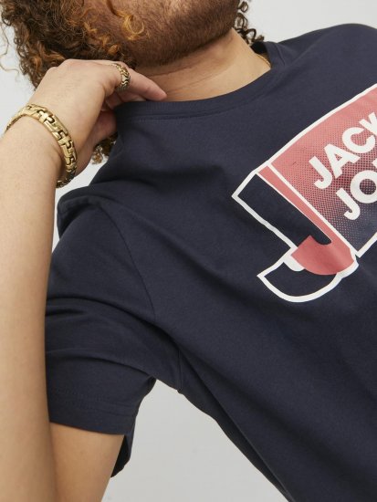 Jack & Jones Logan T-Shirt Navy - Μακό μπλουζάκια - Aνδρικά μπλουζεσ μεγάλα μεγέθη