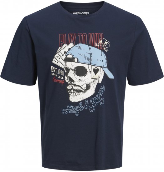 Jack & Jones Roxbury T-Shirt Navy - Μακό μπλουζάκια - Aνδρικά μπλουζεσ μεγάλα μεγέθη