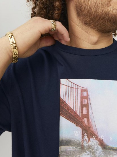 Jack & Jones Copenhagen Photo T-Shirt Navy - Μακό μπλουζάκια - Aνδρικά μπλουζεσ μεγάλα μεγέθη