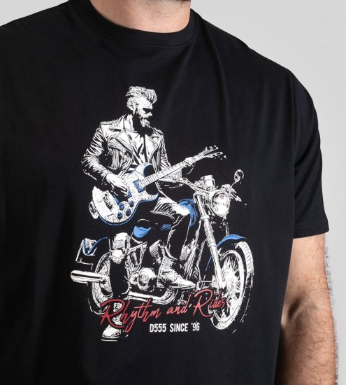 D555 Derby T-Shirt Rhythm and Rides Navy - Μακό μπλουζάκια - Aνδρικά μπλουζεσ μεγάλα μεγέθη