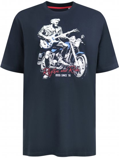 D555 Derby T-Shirt Rhythm and Rides Navy - Μακό μπλουζάκια - Aνδρικά μπλουζεσ μεγάλα μεγέθη