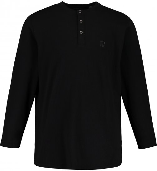 JP1880 Henley T-Shirt Long Sleeve Black TALL - ΑΝΔΡΙΚΑ ΡΟΥΧΑ MT-6XLT - Μεγέθη TALL