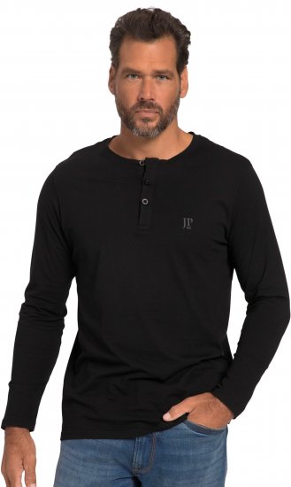 JP1880 Henley T-Shirt Long Sleeve Black TALL - ΑΝΔΡΙΚΑ ΡΟΥΧΑ MT-6XLT - Μεγέθη TALL