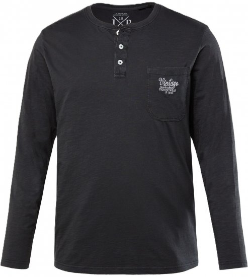 JP1880 T-Shirt Henley Long Sleeve Black TALL - ΑΝΔΡΙΚΑ ΡΟΥΧΑ MT-6XLT - Μεγέθη TALL