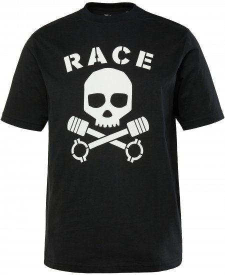 JP1880 T-Shirt Short Sleeve Skull Race Black - Μακό μπλουζάκια - Aνδρικά μπλουζεσ μεγάλα μεγέθη