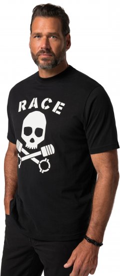 JP1880 T-Shirt Short Sleeve Skull Race Black - Μακό μπλουζάκια - Aνδρικά μπλουζεσ μεγάλα μεγέθη