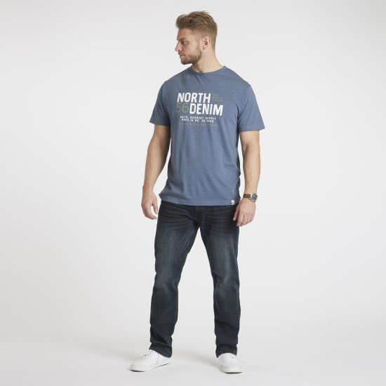 North Latitude Denim Printed T-Shirt Blue Melange TALL - TALL Πόλο μπλουζάκια - 