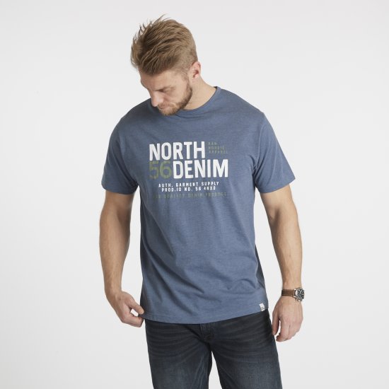 North Latitude Denim Printed T-Shirt Blue Melange TALL - TALL Πόλο μπλουζάκια - 