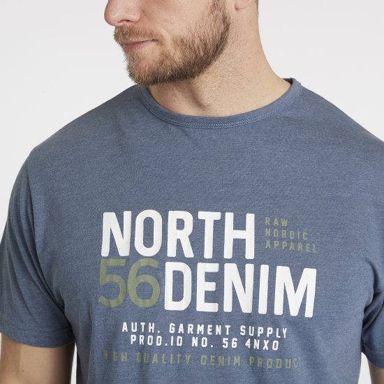 North Latitude Denim Printed T-Shirt Blue Melange TALL - TALL Πόλο μπλουζάκια - 