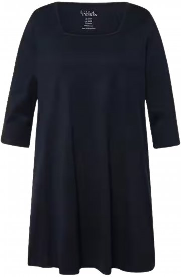 Ulla Popken Square Neckline Knit Swing A-line Pocket Tunic Navy Blue - Μπλουζάκια - 