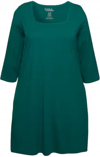 Ulla Popken Square Neckline Knit Swing A-line Pocket Tunic Emerald - Μπλουζάκια - 