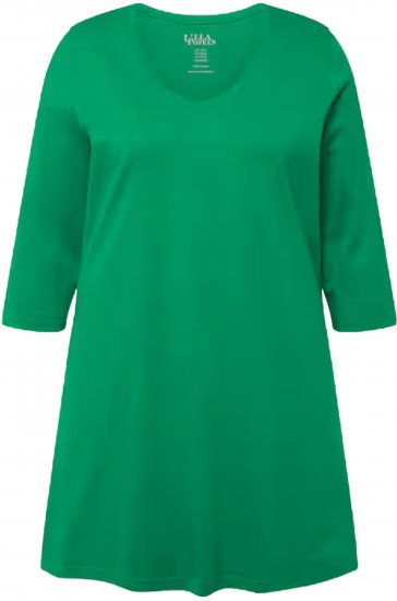 Ulla Popken V-Neck Swing A-line Hem Cotton Knit Tunic Emerald Green - Μπλουζάκια - 