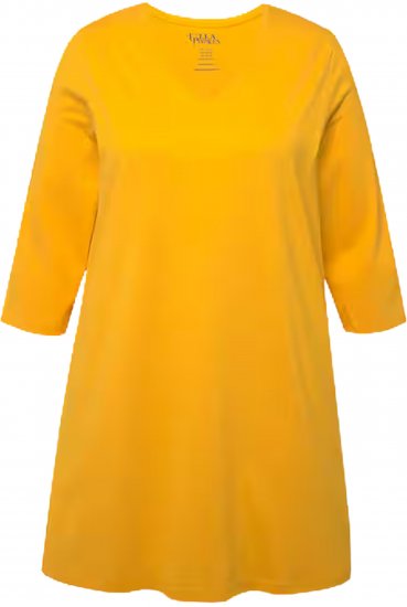 Ulla Popken V-Neck Swing A-line Hem Cotton Knit Tunic Orange - Μπλουζάκια - 