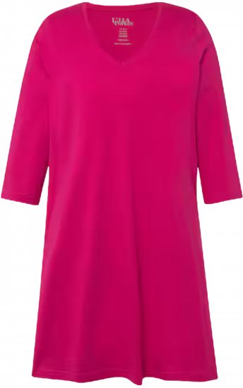 Ulla Popken V-Neck Swing A-line Hem Cotton Knit Tunic Fuchsia Pink - Μπλουζάκια - 
