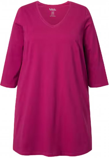 Ulla Popken V-Neck Swing A-line Hem Cotton Knit Tunic Magnolia Red - Μπλουζάκια - 