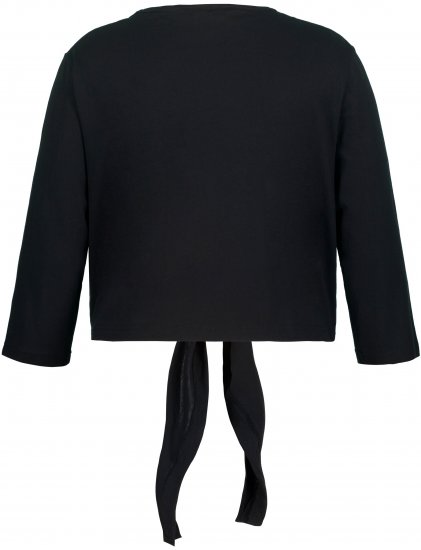 Ulla Popken Versatile Surplice Wrap Tie Hem Bolero Top Black - Μπλουζάκια - 